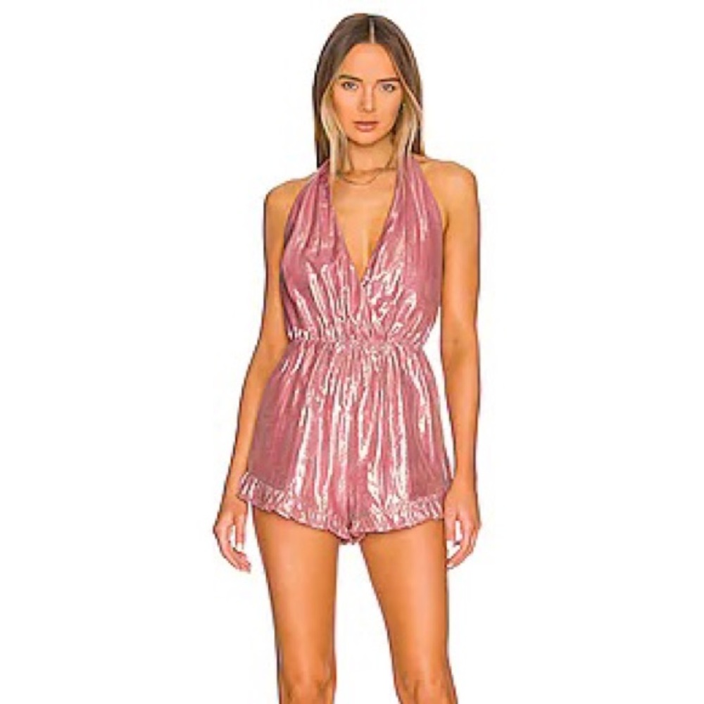 Crew Romper in Iridescent Pink revolve